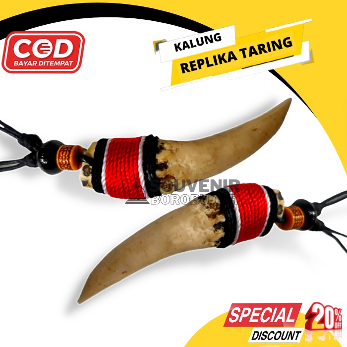 AKSESORIS KALUNG ETNIK DAYAK KALIMANTAN KALUNG REPLIKA TARING MACAN
