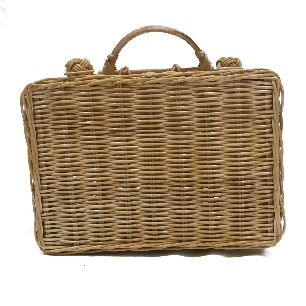 Original Indonesian Handmade Rattancraft - Kerajinan Tangan Rotan Natural - Tas Koper Kotak Medium