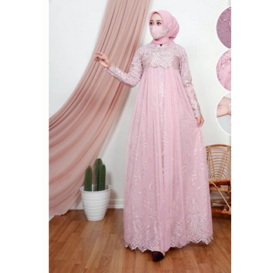 ☆Baru☆ Doremi Gamis Full Brukat Premium/ Dress Pesta Remaja Dewasa Wanita Modern/ Gamis Seragam Kondagan Jumbo Murah