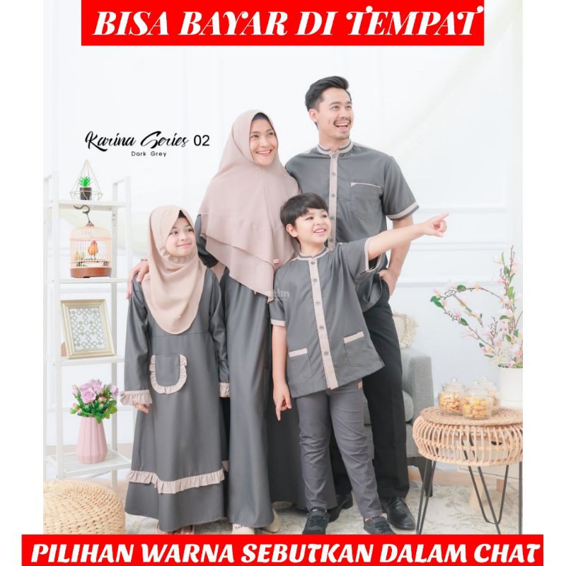 SARIMBIT SET KELUARGA KOKO AYAH DRESS / GAMIS DEWASA ANAK ANAK KARINA SERIES DARK GREY BY ATTIN