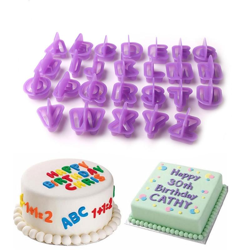 40pcs / Set Cetakan Kue / Biskuit / Fondant Bentuk Huruf Alfabet 3d Untuk Dekorasi Diy