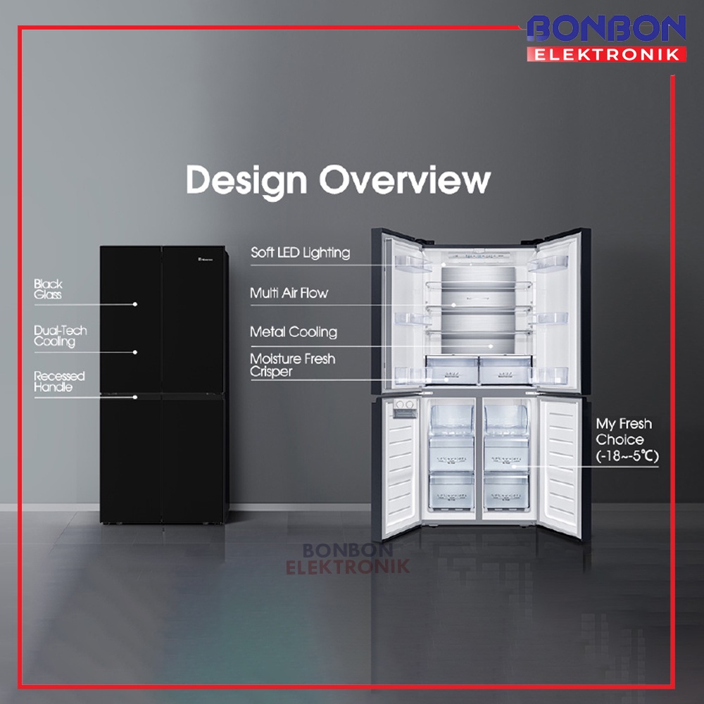 HISENSE Kulkas Side By Side 432L RQ561N4IWBU / RQ561 4 Pintu