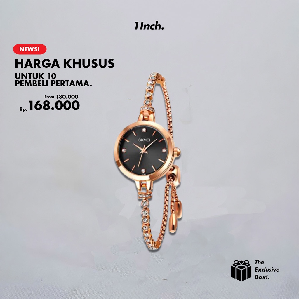 Gelang Jam Tangan Analog Serut Rantai Wanita SKMEI / Cewek Wanita Pria Unisex Anti Air Tahan Air Sta