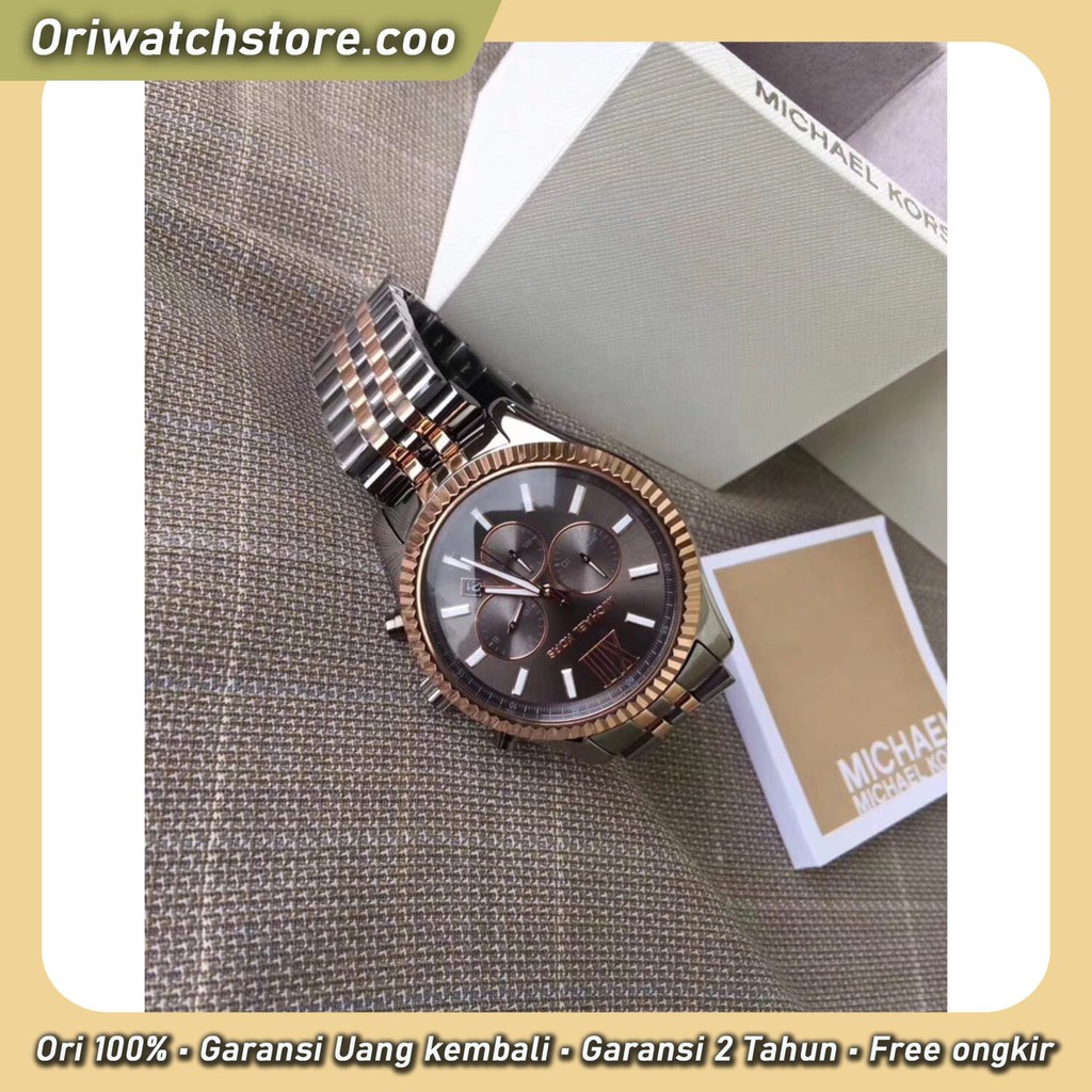 TERLARIS MICHAEL KORS ORIGINAL GARANSI JAM TANGAN PRIA LEXINGTON CHRONOGRAPH STAINLESS STEEL MK8561