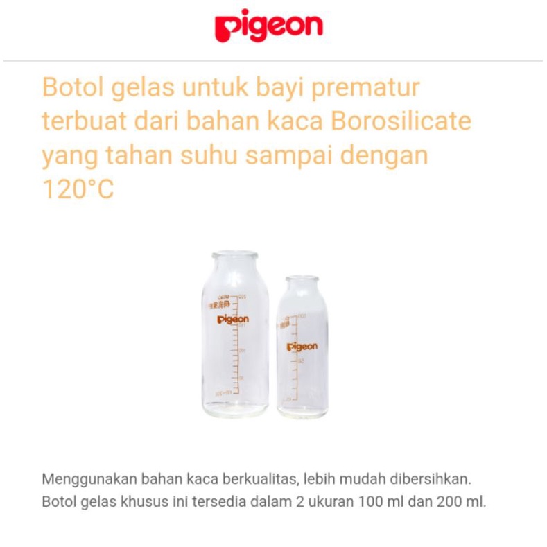 Pigeon Nursing Bottle For Premature Baby / Botol Susu Kaca Pigeon untuk Bayi Prematur Glass Bottle / Empeng Pigeon Prematur / Dot Bayi Prematur