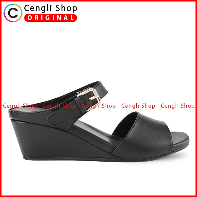 SANDAL WEDGES KULIT HUSH PUPPIES WANITA ORIGINAL TERBARU HITAM HW40