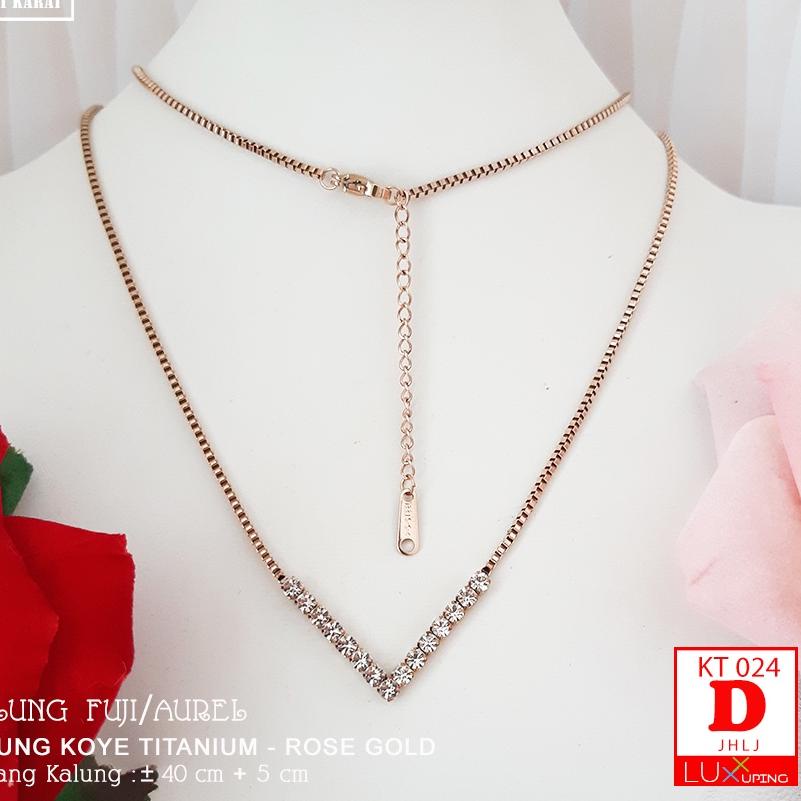 Top Produk.. KT 024 Kalung Titanium Permata Zirkon Batu Mata Jernih Kalung Fuji Perhiasan Imitasi La