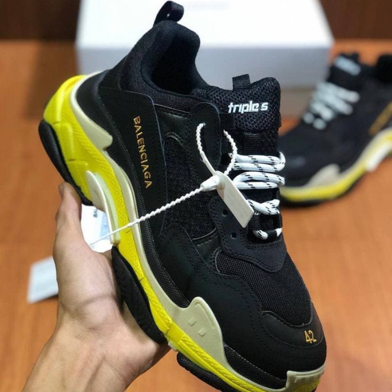 black yellow balenciaga triple s