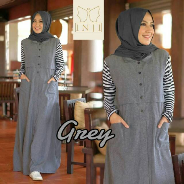 Dress Set Polos Mix Stripe Linen Alya 2 Ori Branded by Inji READY