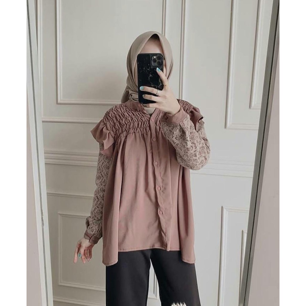 1KG MUAT 5PCS | NEYZA SMOCKY BLOUSE LACE BROKLAT PREMIUM HIGH QUALITY OOTD SELEBGRAM FASHION GROSIR