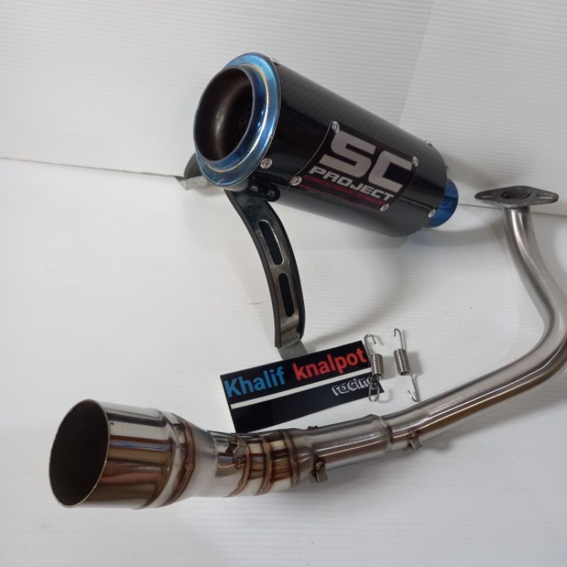 knalpot racing sc project carbon blue beat mio genio vario nmax pcx lexi scoopy full set