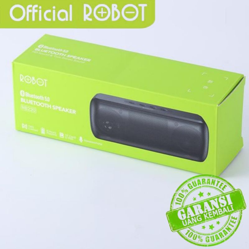 Garansi Musik Box ROBOT Powerful Hi-Fi Sound Quality Portable Bluetooth 5.0 Speaker Black