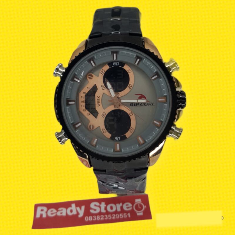 JAM TANGAN PRIA ORIGINAL RIPCURL DUAL TIME - JAM TANGAN RANTAI COWO ORIGINAL