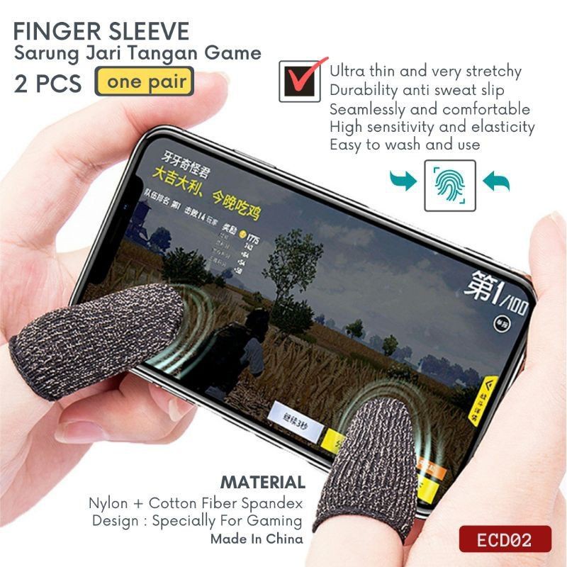 Finger Cots Sarung Tangan Jempol Anti Basah 2Pcs 1 Pasang For Game ML PUBG FF mobile Jari gamer