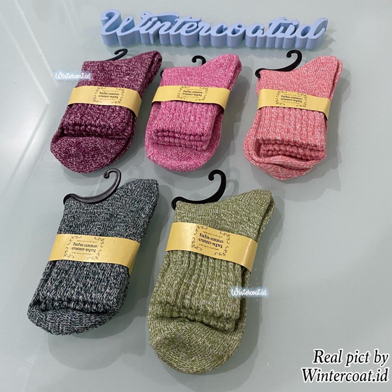 Kaos Kaki cewek Rajut Wool socks women wanita winter musim dingin import tebal