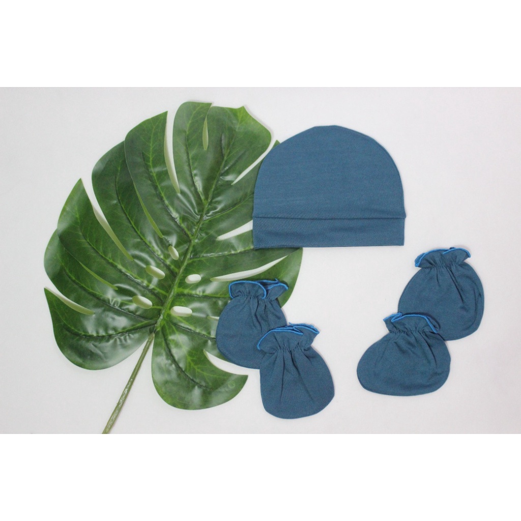 TOPI SET BAYI VINATA POLOS / SET SARUNG TANGAN KAKI + TOPI BAYI  VINATA