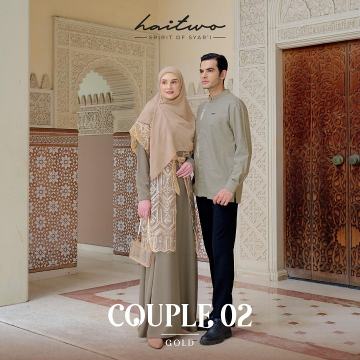 Haitwo Couple 002 Koko Adnan Sarimbit Couple Lengan Panjang Baju Muslim Model Terbaru