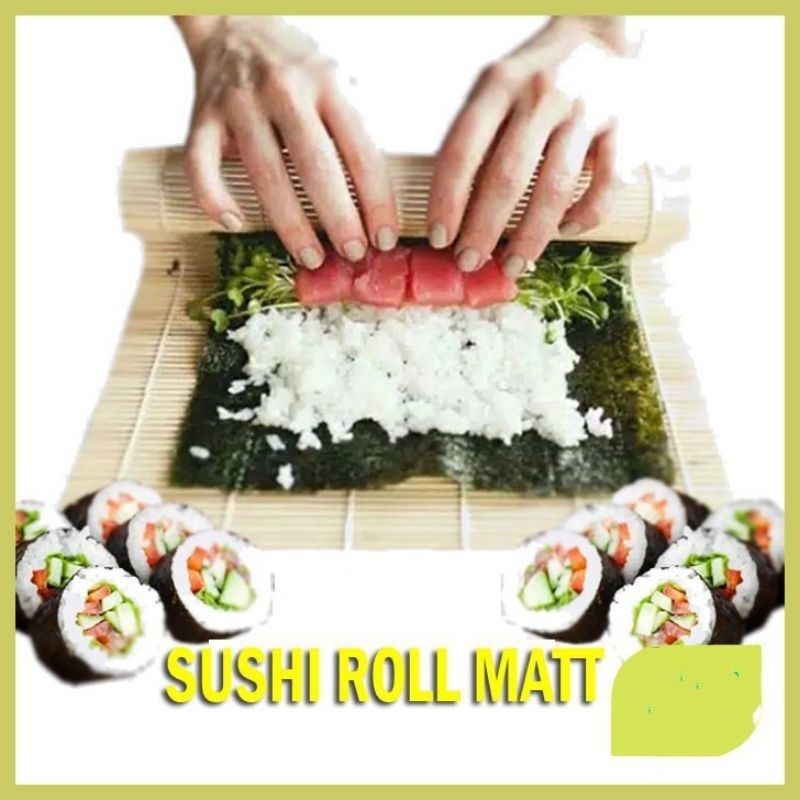 Sushi Roll Tikar Penggulung Sushi Alat Penggulung Sushi Cetakan Sushi Bento Tatakan Piring Bambu