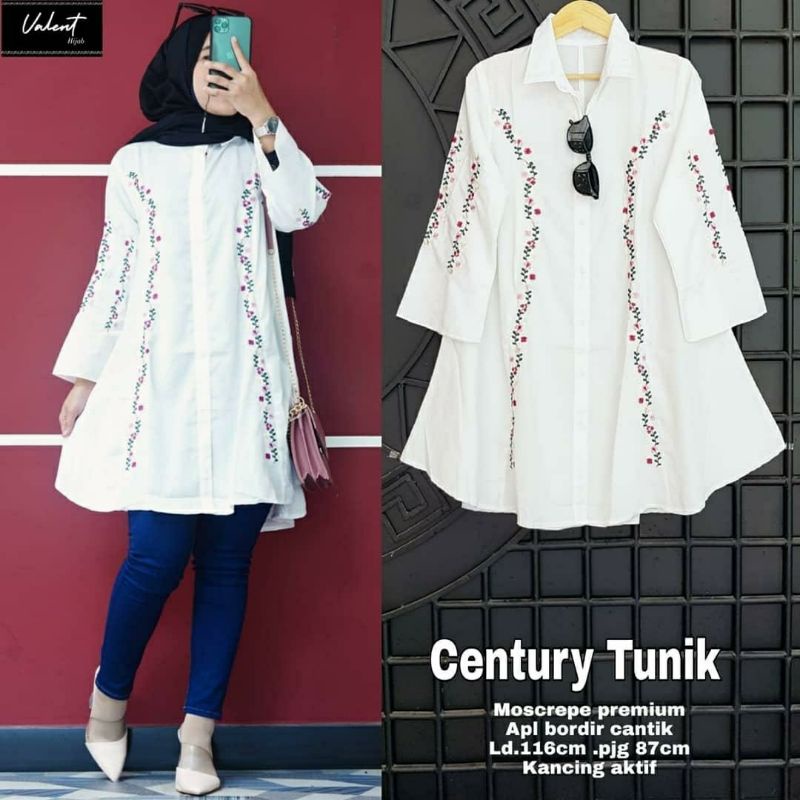 Century Tunik, TUNIK WANITA MUSLIM JUMBO CANTIK FIT XXL/XXXL LD 116/120 BAHAN MOSCREPE PREMIUM TERMURAH OOTD RAMADAN