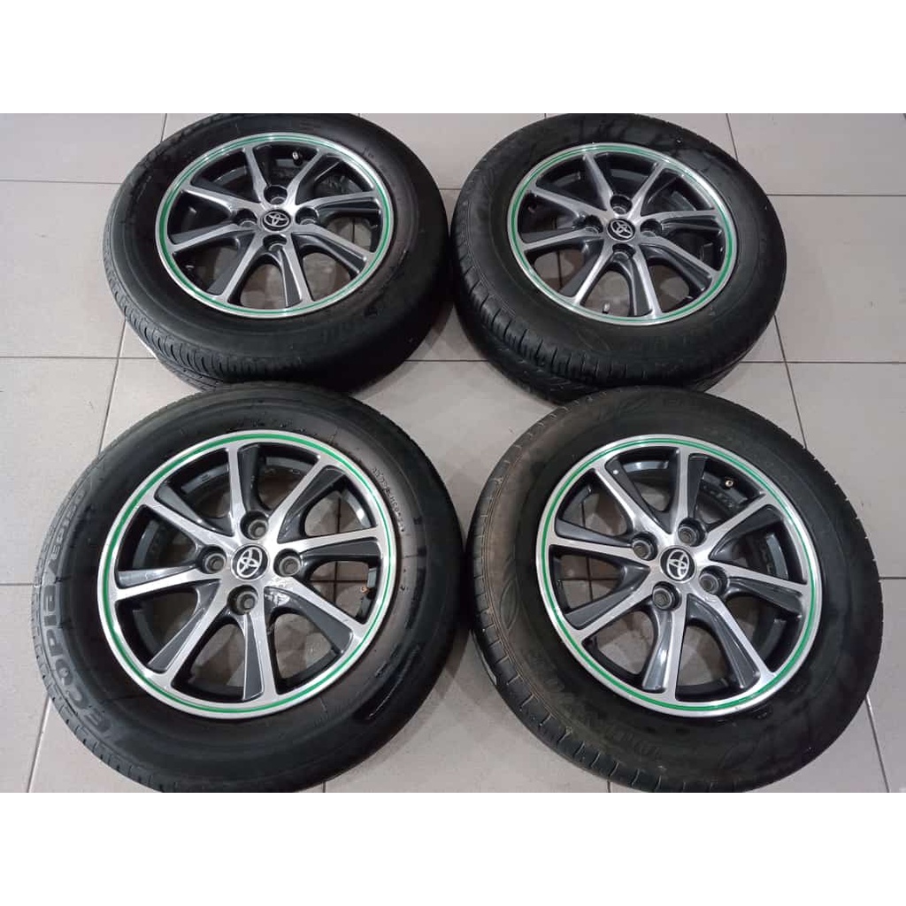 VELG MOBIL SEKEN BEKAS RACING COPOTAN TOYOTA CALYA RING 14 LEBAR 5 PCD 4X100 +Ban Dunlop 2 pcs Bridg