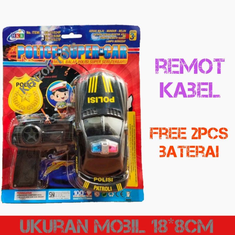 Mobil Remot Kabel Polisi Super Car HKR free Baterai