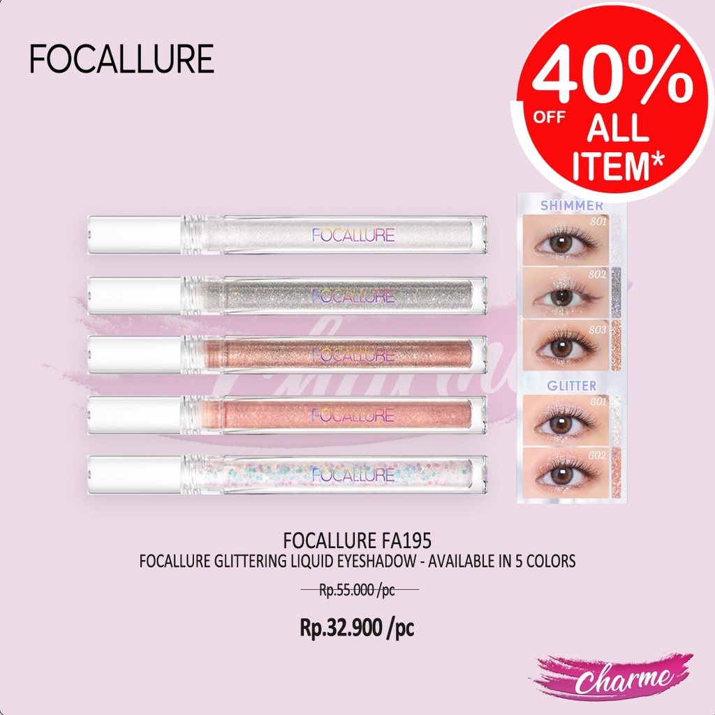 (READY &amp; ORI) Focallure Glittering Liquid Eyeshadow Cair FA195 FA 195 waterproof tahan lama viral