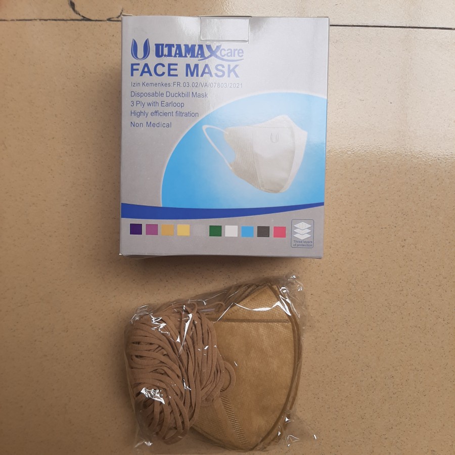 Masker Duckbill Utama U EMBOSS 3Ply Tali Senada Model Korea 1 box 50 pcs