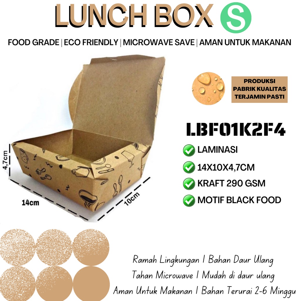 Lunch Box Sudah Bentuk Tidak Perlu Dirakit  (LBF1K224-14X10X4.7 Cm)