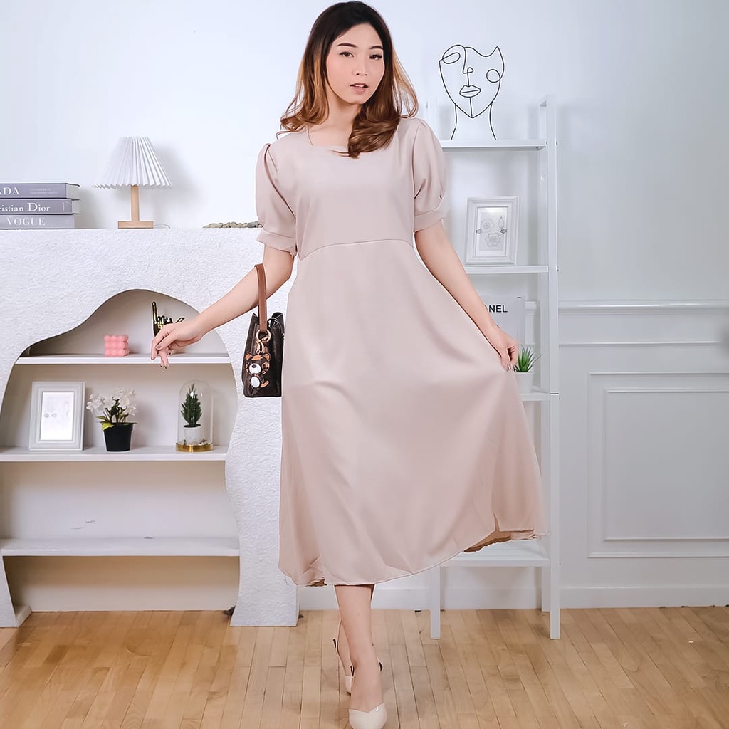 BEFAST - ZEC OOTD Wanita Dress SEVILA / ⭐️ PREMIUM MOSCREPE ⭐️ Lora Dolly Dress / Pakaian Dress Wanita / Dress Formal Wanita / Dress Pesta Wanita / Dress Polos Casual / Fashion Remaja Wanita / Terbaru 2022