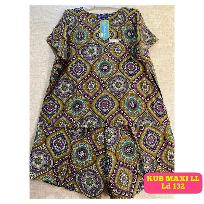 Setelan Jumbo Ld 132 cm/Kencana ungu label biru Maxi LL /Baju Daster Ukuran Besar /FANNY COLLECTION1