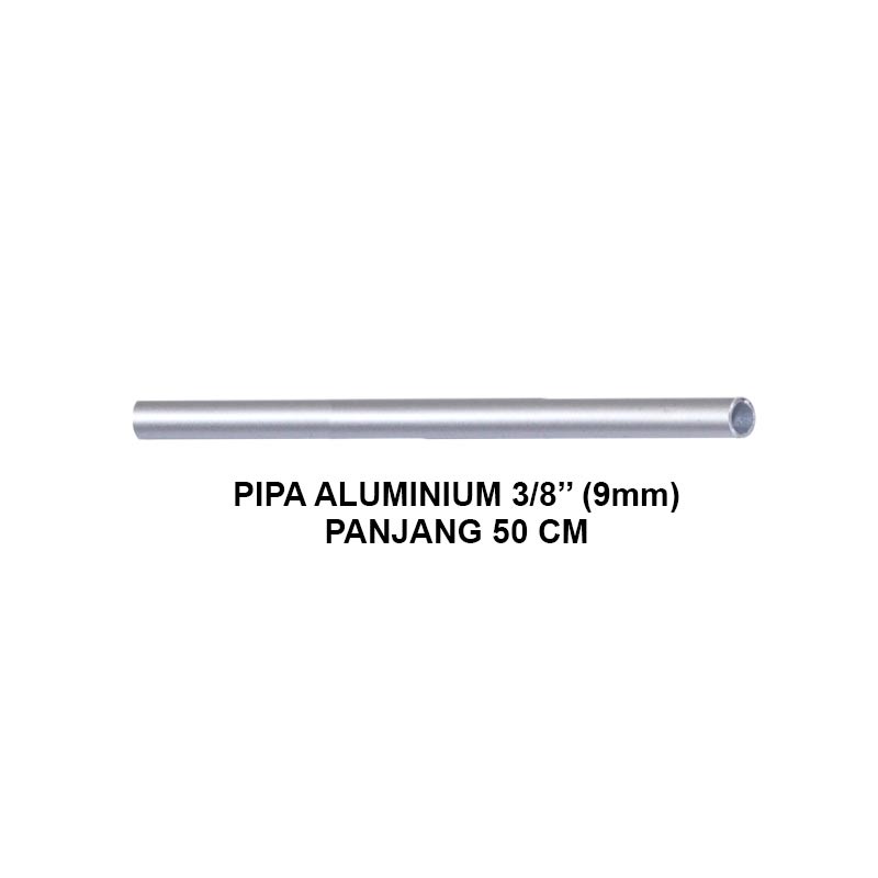EELIC PIA-ALM9MMX1MM Pipa aluminium pipa bulat ukuran 3/8" (9mm) x 1 mm panjang 50 cm