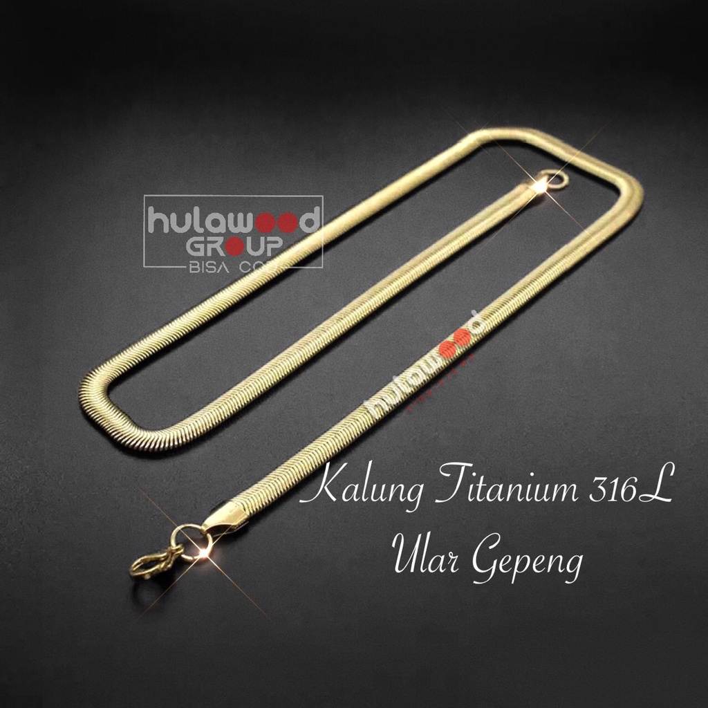 Kalung Rantai MCI Titanium 316L Ular Gepeng Stainless Anti Karat Pria Wanita