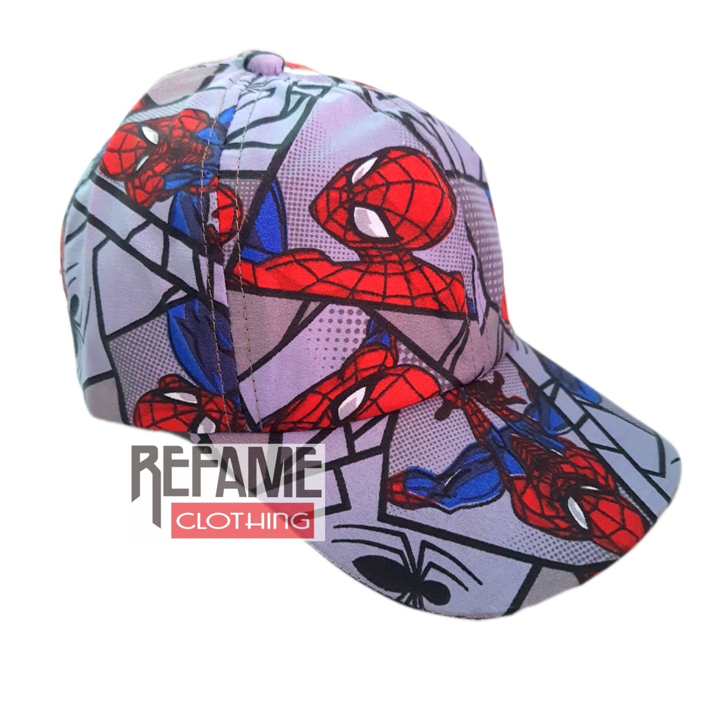 Topi Anak Laki Laki Superhero Komik Spiderman Micro Grey Cowok Usia Umur 1 2 3 4 5 6 7 8 9 10 Tahun Lucu Keren Grosir Murah