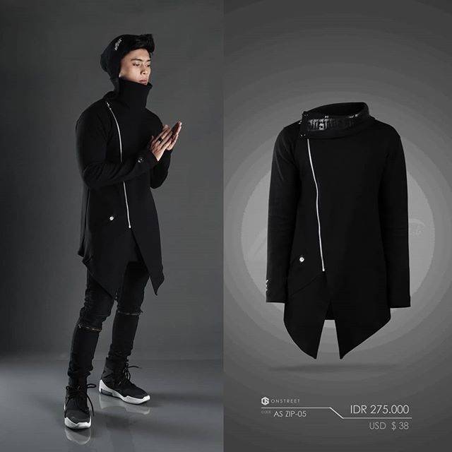 JAKET ASYMMETRIC ZIP UP 05 BLACK