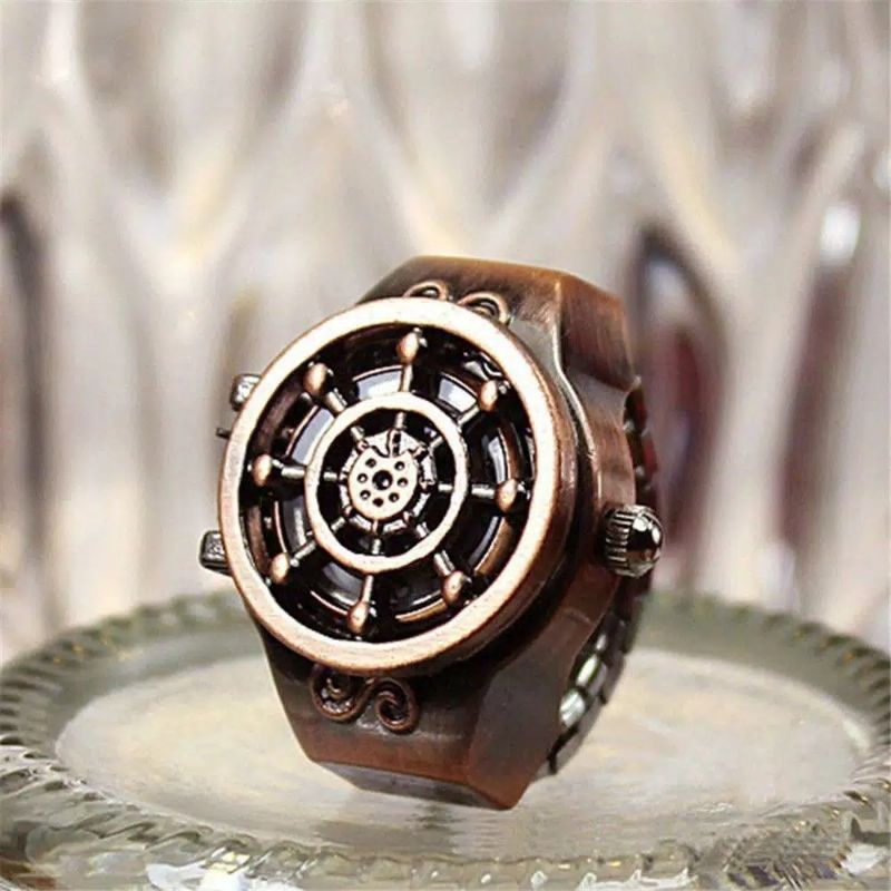 Cincin jam cover onepiece, jam jari pria analog hidup bonus batrai jam cadangan.