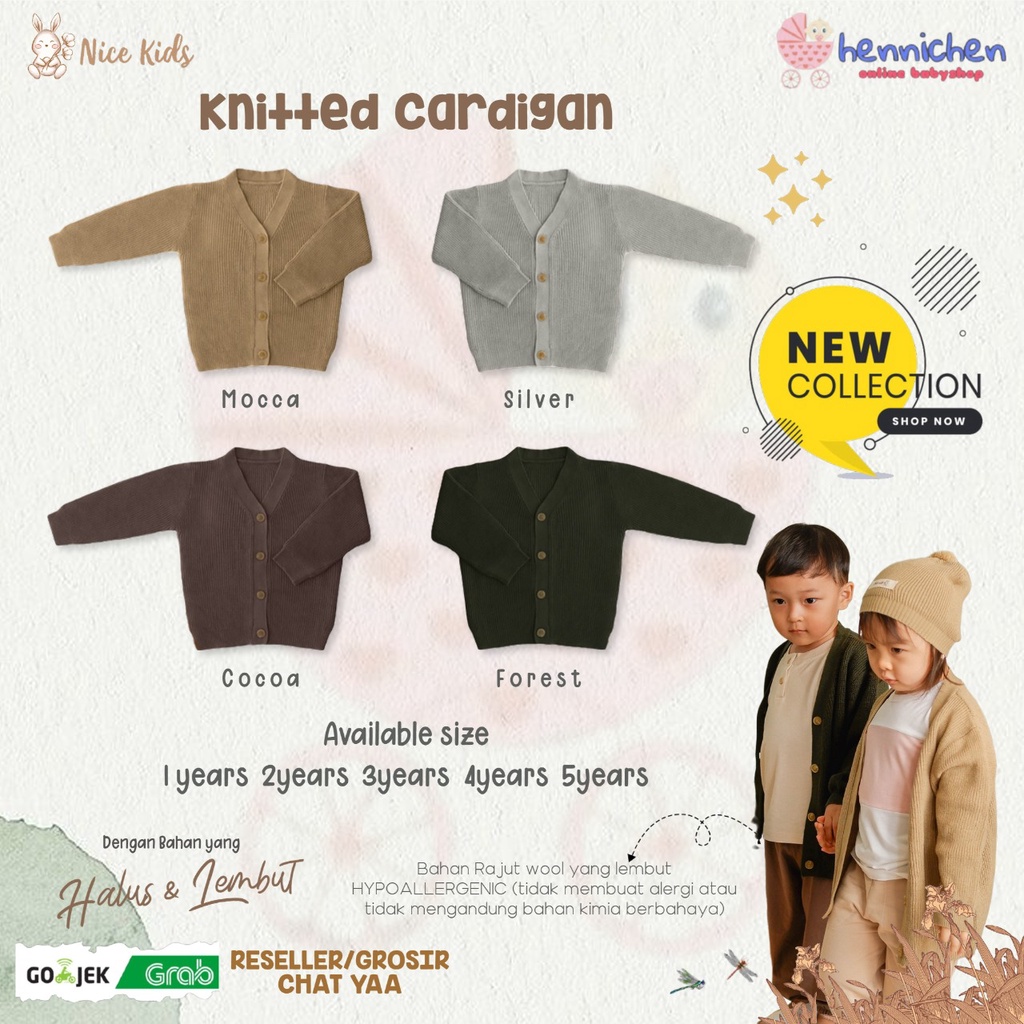 Nice Kids cardigan Nice kids sweater - Unisex Knitted Cardigan 1-5 Tahun