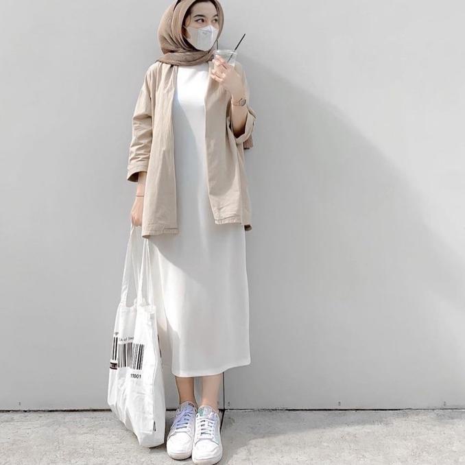 DISKON  9.9 Inner Span Panjang Bahan Jersey Tanpa Lengan – Long Iner Dress Wanita Manset Premium [KO