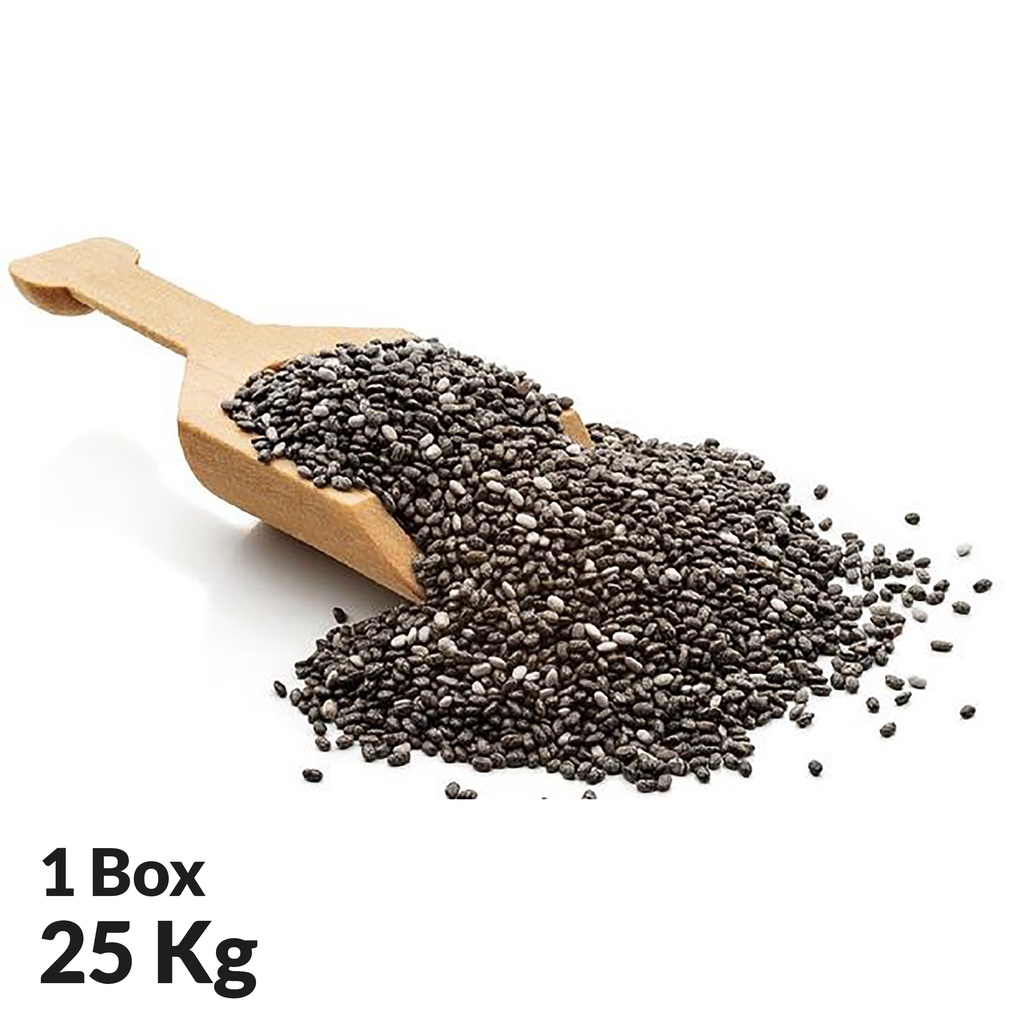 

1 box of 25 kg, 10 kg, 5 kg, 3 kg Original organic black chia seeds