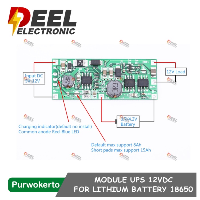 MODULE UPS 12VDC CHARGING MODULE FOR 18650 BATTERY UPS FOR CCTV ROUTER