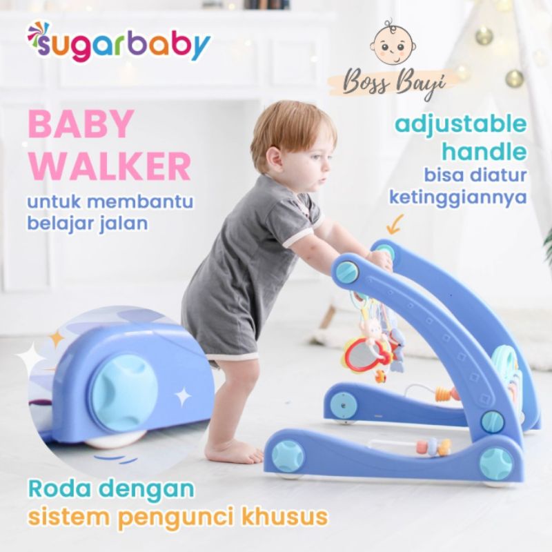 SUGARBABY - 2in1 Baby Walker + Playmat / Dua Fungsi Alat Bantu Jalan dan Alas Bermain Bayi