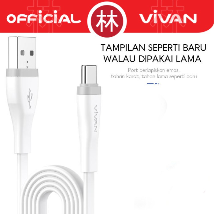 Vivan SC200S Data Cable Type-C Fast Charging 2.4A Flat Design 200 cm