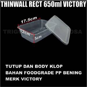 Thinwall 650ml Per Dus Food Container Box Tempat Kotak Makan Panjang Plastik Murah Surabaya