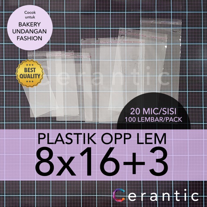 

OPP LEM 8 x 16 +3 cm Plastik Bening Seal Bungkus Roti Undangan 8x16