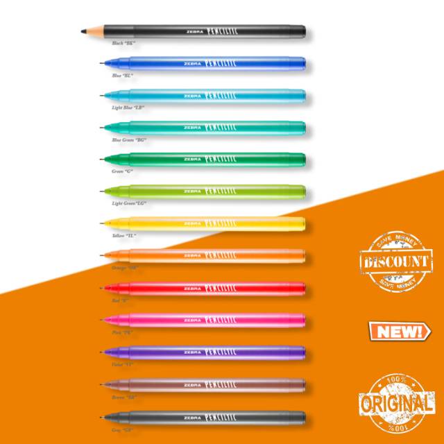 

ZEBRA PENCILTIC Black Blue Light Blue Green Light Green Yellow Orange Red Pink Violet Brown Gray