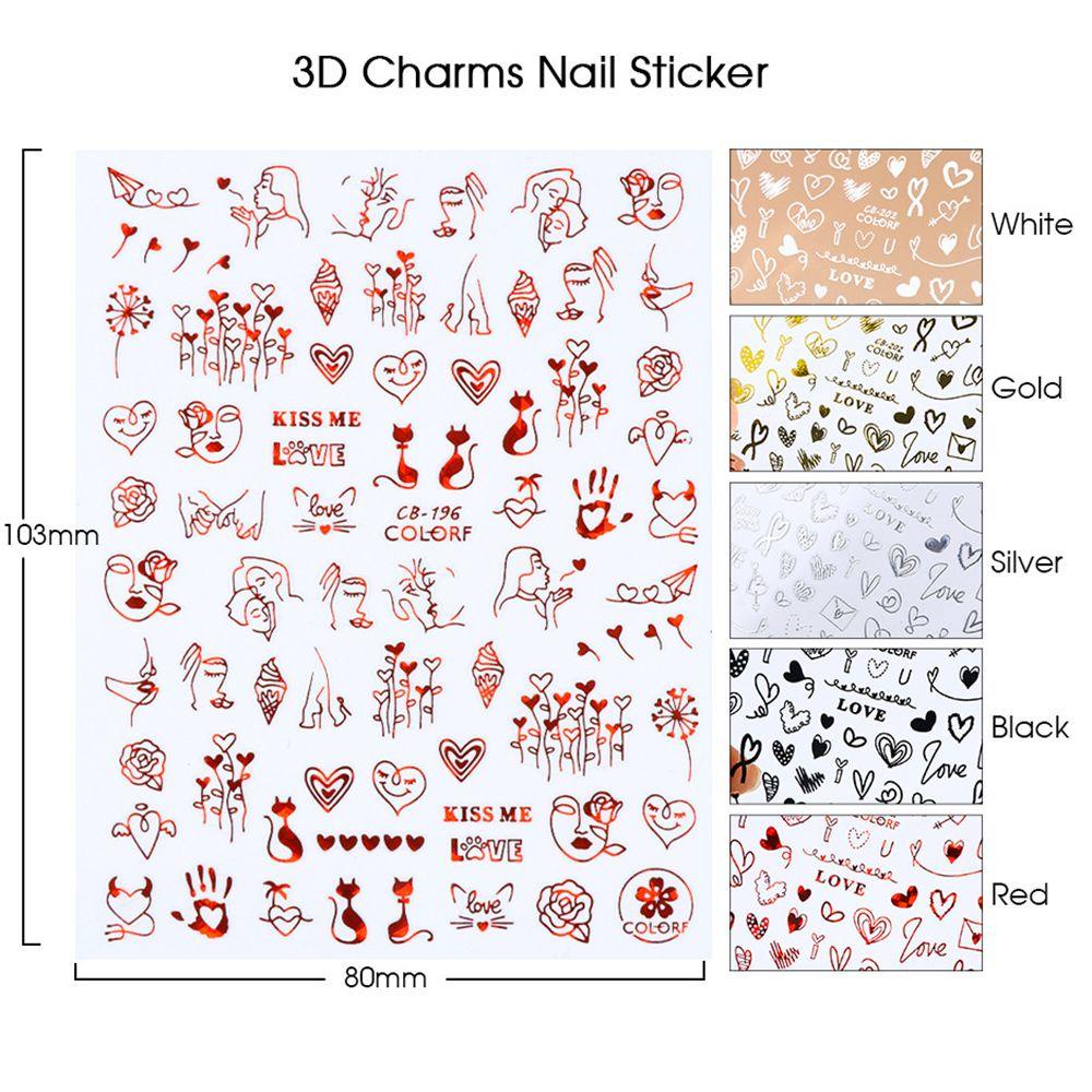 Stiker Kuku Motif Wajah Abstrak Untuk Dekorasi Nail Art