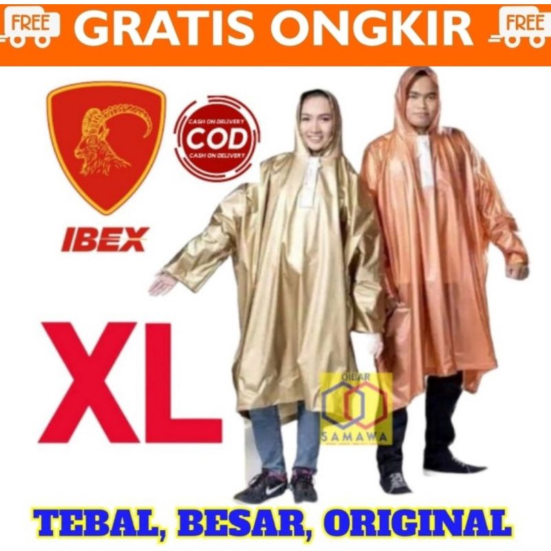 Jas Hujan XL Ponco Lengan XL TEBAL,KUAT, BESAR merk IBEX