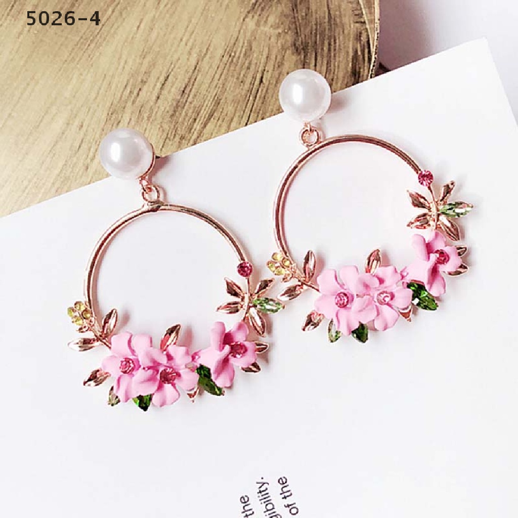 5026-4 Women Charm Flower Drop Dangle Earrings Jewelry Ear Studs Wedding Jewelry Gift 5026-4