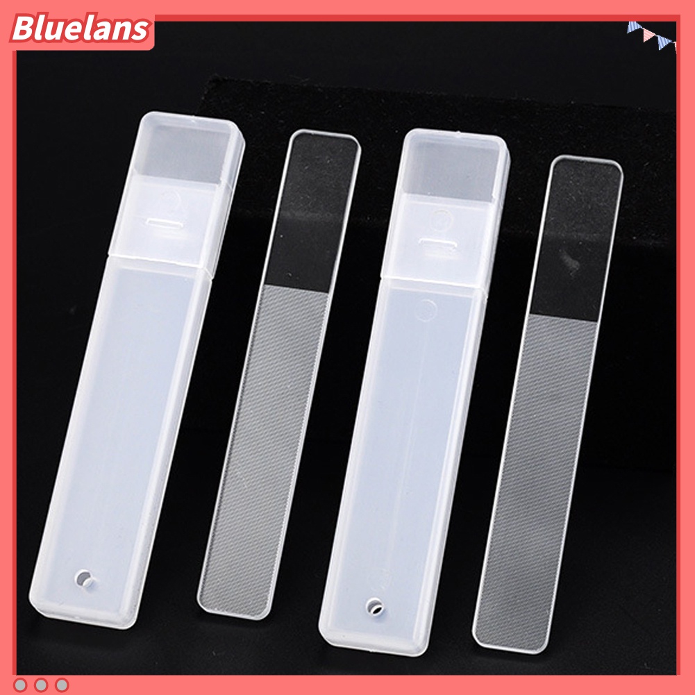 (In Stock) Kacamata Hitam Lensa Warna Warni ♡Alat Kikir Kuku Mini Portable Bentuk Persegi Panjang Bahan Kaca Bening Dengan Kotak Untuk Manicure