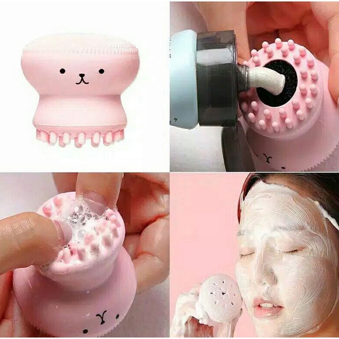 A105 SIKAT BRUSH GURITA OCTOPUS facial brush cleanser cleansing silicone waterproof skin wajah care spa massage beauty kecantikan applicator aplikator cuci wajah sabun muka warna warni