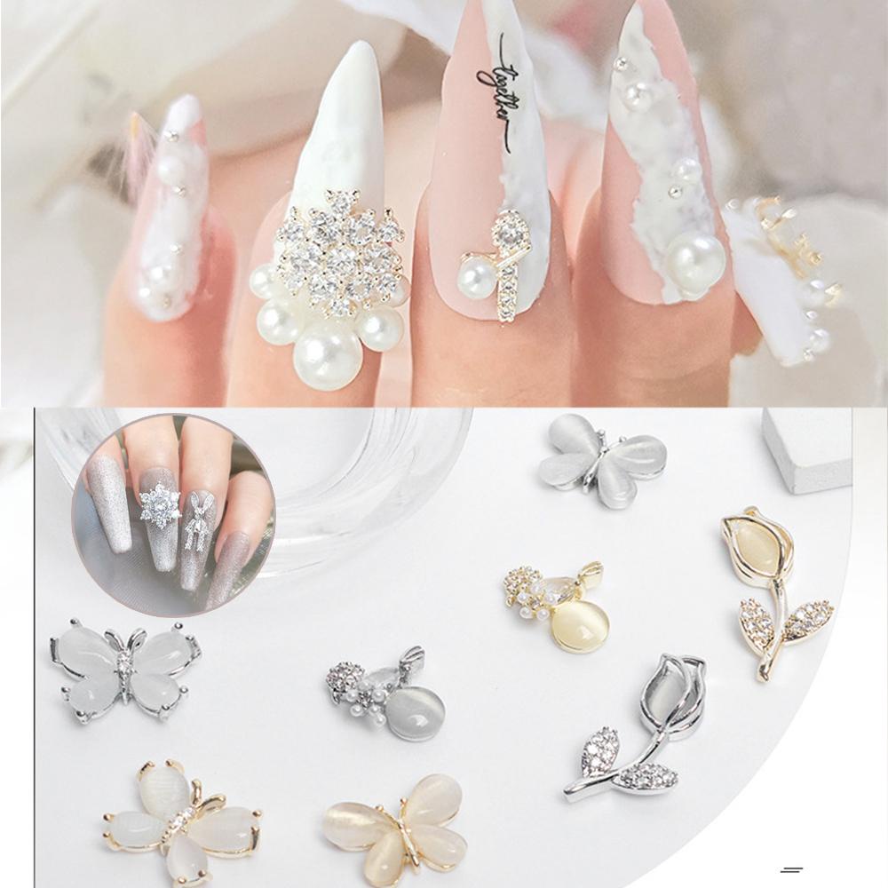 AUGUSTINA Agustin 3D Kuku Zirkon DIY Shiny Flower Butterfly Moon Manicure Nail Jewelry